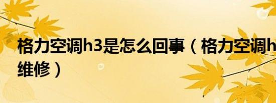 格力空调h3是怎么回事（格力空调h3是怎么维修）