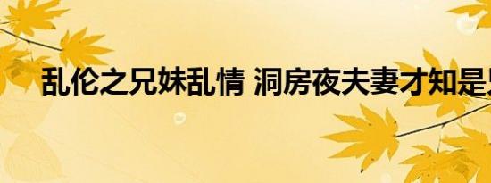 乱伦之兄妹乱情 洞房夜夫妻才知是兄妹