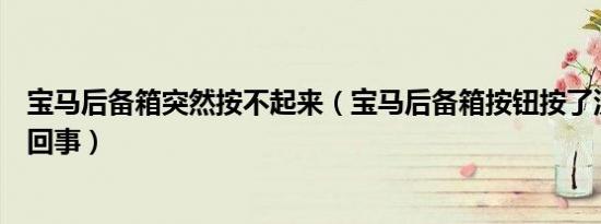 宝马后备箱突然按不起来（宝马后备箱按钮按了没反应怎么回事）