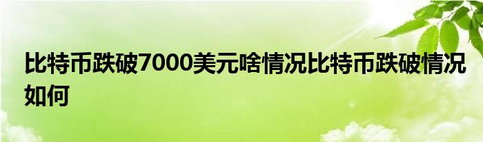 当比特币跌破 7,000 美元时会发生什么？ 当比特币跌破 7,000 美元时会发生什么？