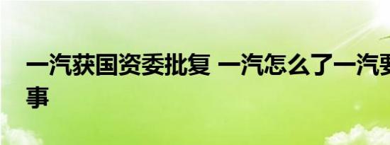 一汽获国资委批复 一汽怎么了一汽要做什么事