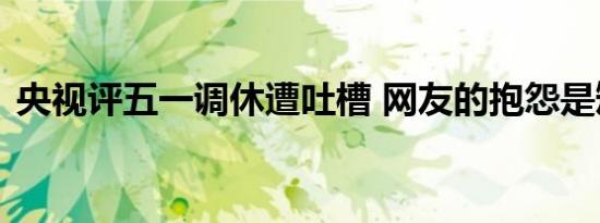 央视评五一调休遭吐槽 网友的抱怨是矫情吗