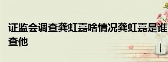 证监会调查龚虹嘉啥情况龚虹嘉是谁为什么调查他