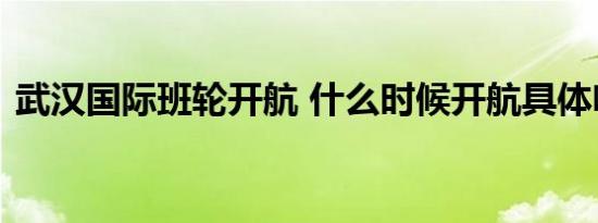 武汉国际班轮开航 什么时候开航具体啥情况