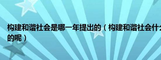 构建和谐社会是哪一年提出的（构建和谐社会什么年代提出的呢）