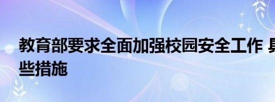 教育部要求全面加强校园安全工作 具体有哪些措施