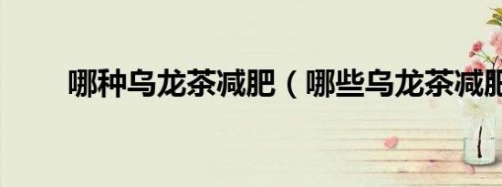 哪种乌龙茶减肥（哪些乌龙茶减肥）