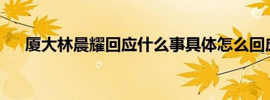 厦大林晨耀回应什么事具体怎么回应的