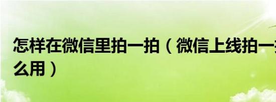 怎样在微信里拍一拍（微信上线拍一拍功能怎么用）