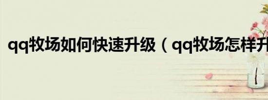 qq牧场如何快速升级（qq牧场怎样升级快）