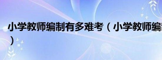 小学教师编制有多难考（小学教师编制难不难）