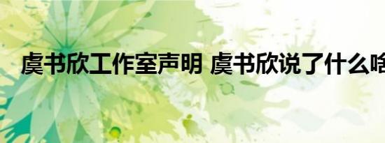 虞书欣工作室声明 虞书欣说了什么啥情况