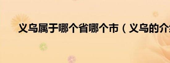 义乌属于哪个省哪个市（义乌的介绍）
