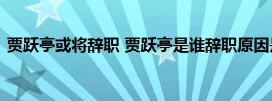 贾跃亭或将辞职 贾跃亭是谁辞职原因是什么