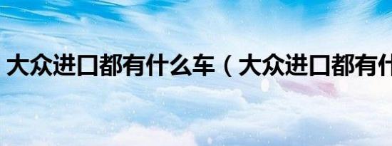 大众进口都有什么车（大众进口都有什么车）