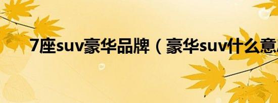 7座suv豪华品牌（豪华suv什么意思）