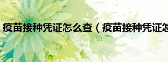 疫苗接种凭证怎么查（疫苗接种凭证怎样查）