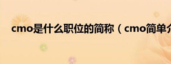 cmo是什么职位的简称（cmo简单介绍）