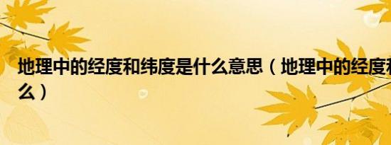 地理中的经度和纬度是什么意思（地理中的经度和纬度指什么）