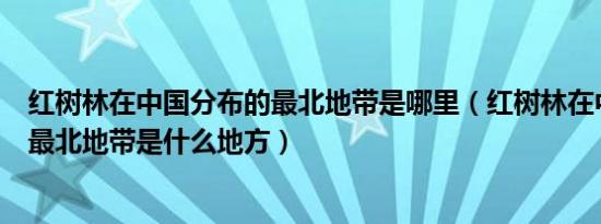 红树林在中国分布的最北地带是哪里（红树林在中国分布的最北地带是什么地方）