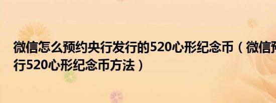 微信怎么预约央行发行的520心形纪念币（微信预约央行发行520心形纪念币方法）