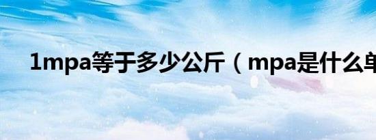 1mpa等于多少公斤（mpa是什么单位）