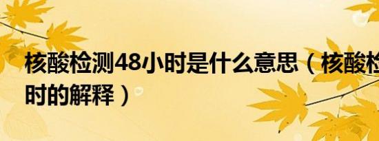 核酸检测48小时是什么意思（核酸检测48小时的解释）