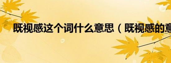 既视感这个词什么意思（既视感的意思）