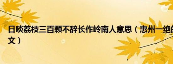 日啖荔枝三百颗不辞长作岭南人意思（惠州一绝的原文及译文）