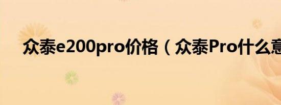 众泰e200pro价格（众泰Pro什么意思）