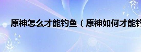 原神怎么才能钓鱼（原神如何才能钓鱼）