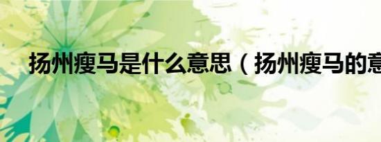 扬州瘦马是什么意思（扬州瘦马的意思）