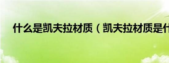 什么是凯夫拉材质（凯夫拉材质是什么）