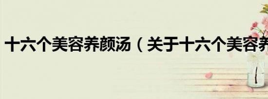 十六个美容养颜汤（关于十六个美容养颜汤）