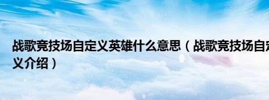 战歌竞技场自定义英雄什么意思（战歌竞技场自定义英雄含义介绍）