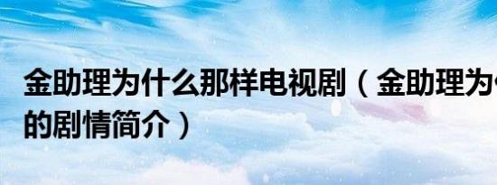 金助理为什么那样电视剧（金助理为什么那样的剧情简介）