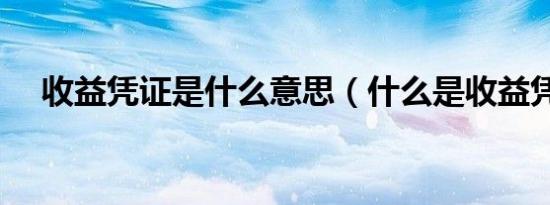 收益凭证是什么意思（什么是收益凭证）