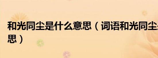 和光同尘是什么意思（词语和光同尘是什么意思）