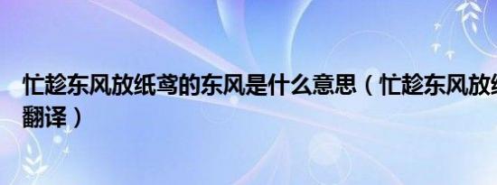 忙趁东风放纸鸢的东风是什么意思（忙趁东风放纸鸢原文及翻译）