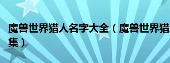 魔兽世界猎人名字大全（魔兽世界猎人名字锦集）