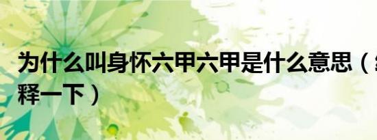 为什么叫身怀六甲六甲是什么意思（给大家解释一下）