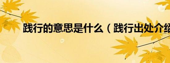 践行的意思是什么（践行出处介绍）