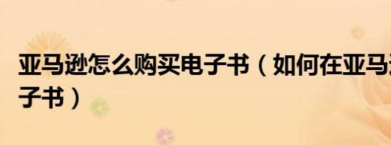 亚马逊怎么购买电子书（如何在亚马逊购买电子书）