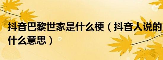 抖音巴黎世家是什么梗（抖音人说的巴黎世家什么意思）