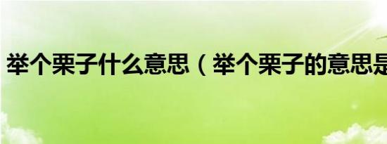 举个栗子什么意思（举个栗子的意思是什么）
