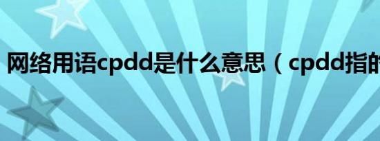 网络用语cpdd是什么意思（cpdd指的是啥）
