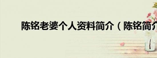 陈铭老婆个人资料简介（陈铭简介）