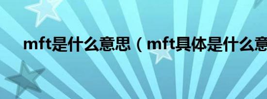 mft是什么意思（mft具体是什么意思）
