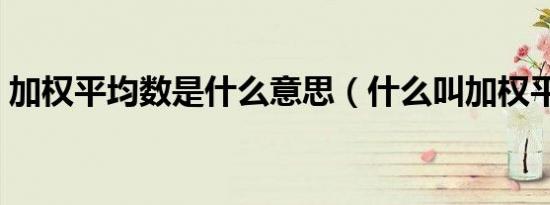 加权平均数是什么意思（什么叫加权平均数）