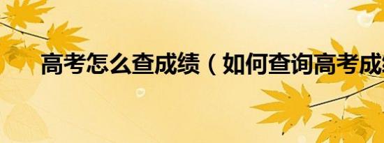 高考怎么查成绩（如何查询高考成绩）